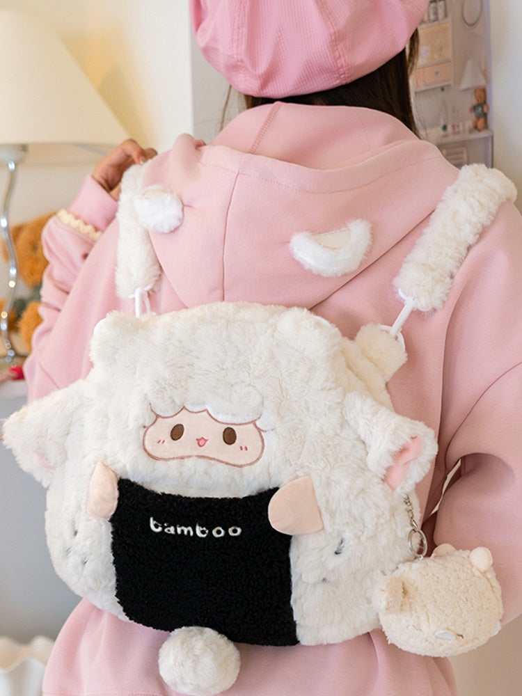 White Plush Cute Lamb Backpack