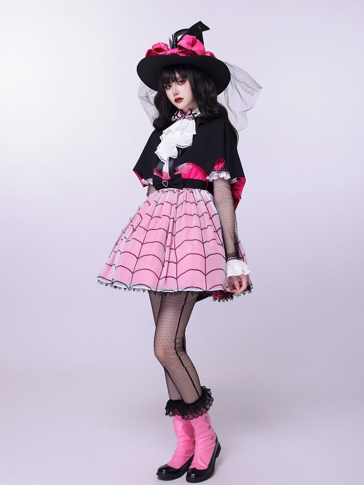 Fanart Fashion Outfit Hot Pink Under Bust Dress + Shirt + Cape + Leg Sleeves Full Set