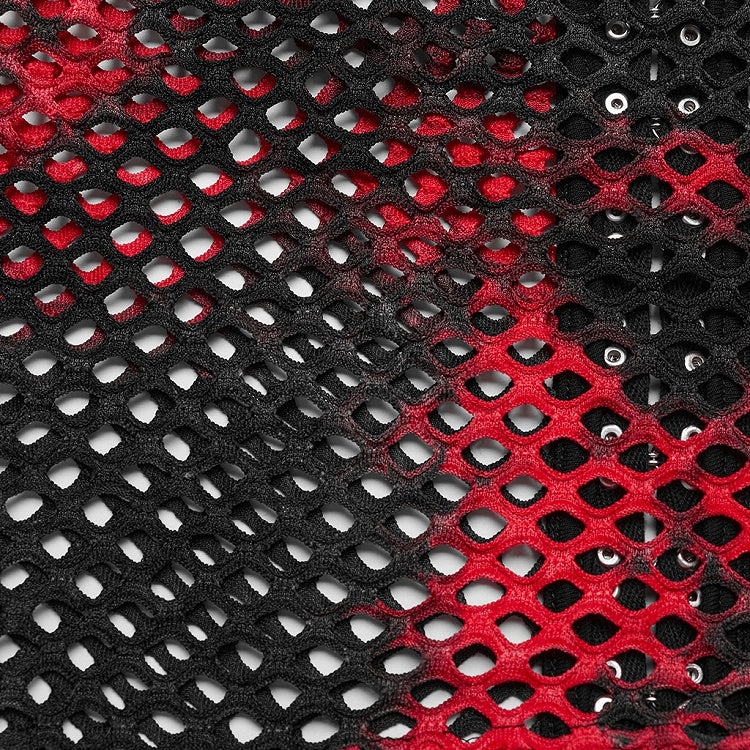 Black and Red Punk Tie-dyed Mesh Long Sleeve T-shirt