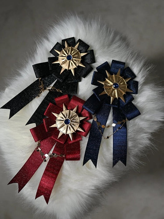 Black / Red / Dark Blue Badge Brooch