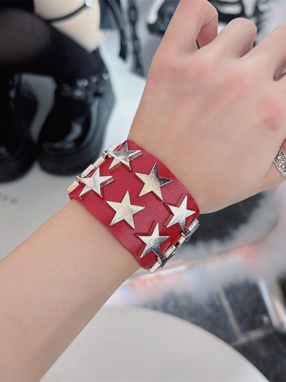 Black/Red/Pink Punk Rock Star Details Bracelet