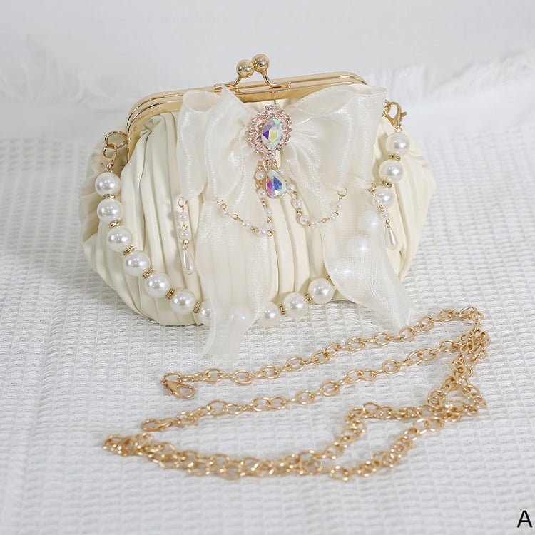 Handmade Bowknot Detail Black/White Vintage Bag