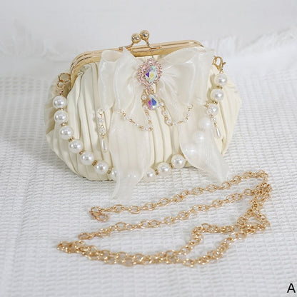 Handmade Bowknot Detail Black/White Vintage Bag