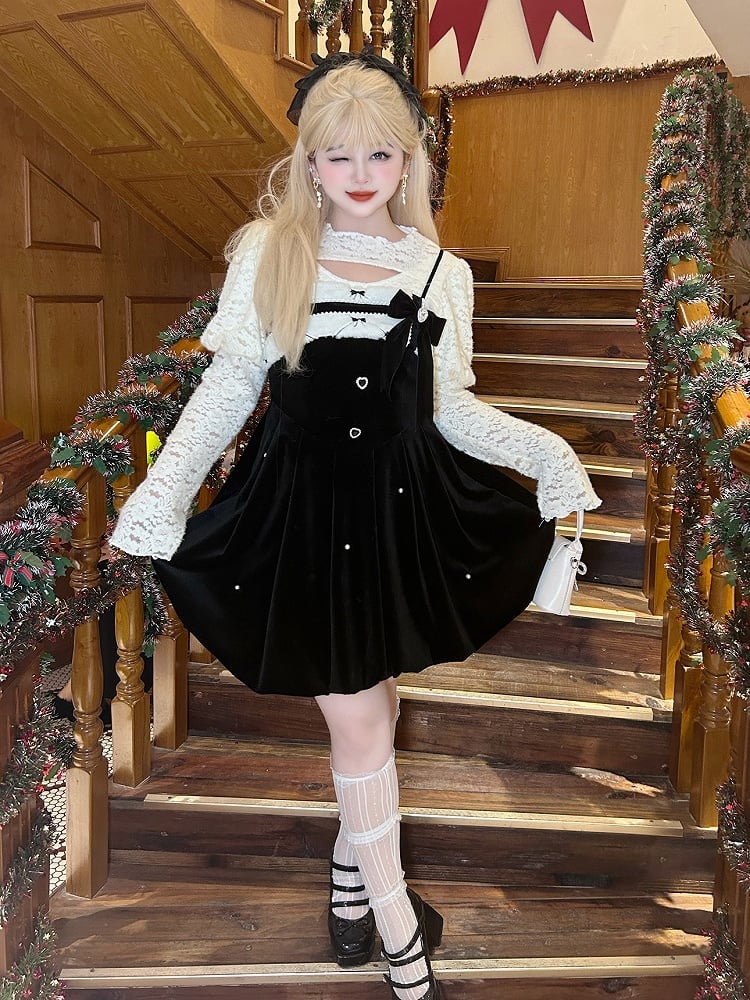 Plus Size Bead Details Black Bubble Skirt Slip Dress