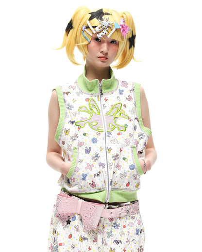 Pink/Black Big Bow Stud Details Rhinestones Embellished Waist Belt