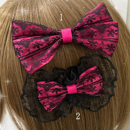 2 Options Black&Pink Bowknot Hairclip