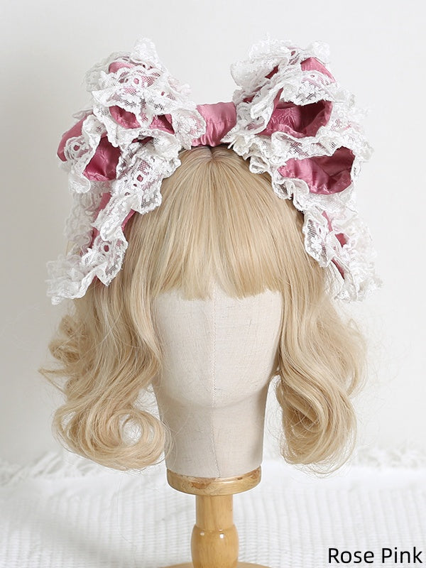 11 Colors Large - Sized Sweet Lolita Multi - layer Bowknot KC With Lace Trims