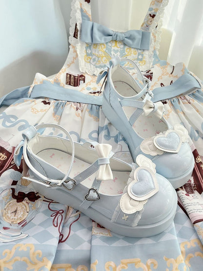 Blue Sweetheart and Bowknot Decorated Sweet Lolita Platforms
