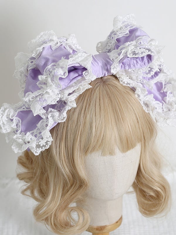 11 Colors Large - Sized Sweet Lolita Multi - layer Bowknot KC With Lace Trims