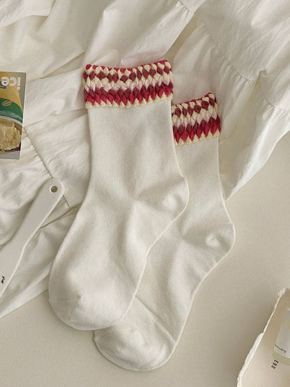 Red/Yellow/Blue/White Lolita Calf Socks