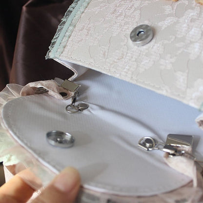 Bear Design Bowknot Details Lace Trim Bag