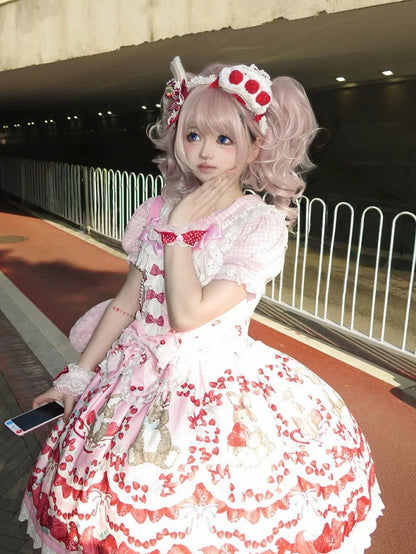 Red Bowknot White Lace Wrist Cuffs