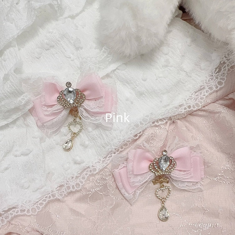 11 Colors Jirai Kei Crown Rhinestone Bow Hair Clip