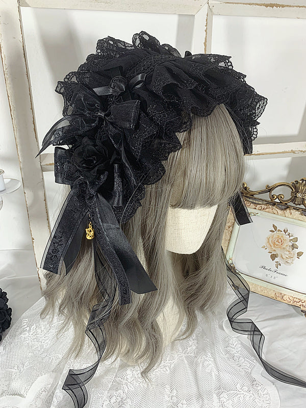 Floral Design Gothic Black Elegant Hairband