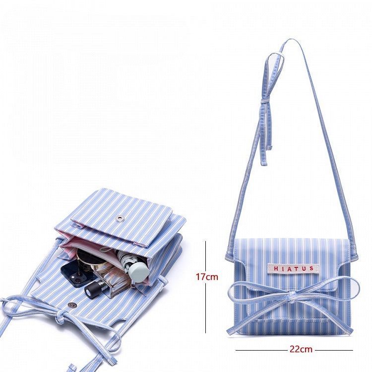Charming Pink Striped Bow Crossbody Bag