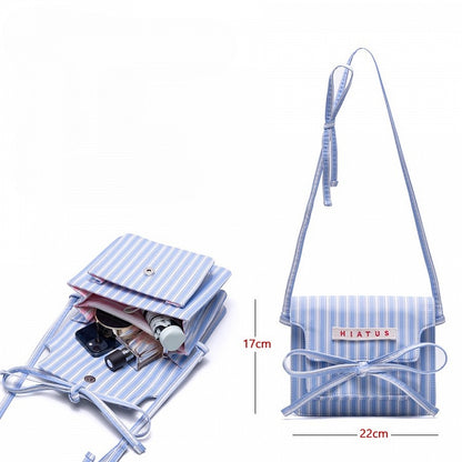 Charming Pink Striped Bow Crossbody Bag