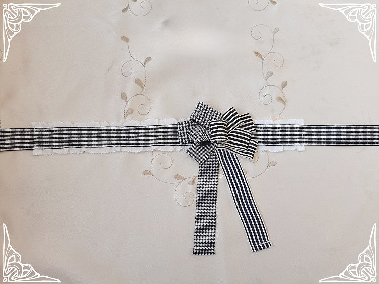 Stripes and Plaid Pattern Bowknot Choker