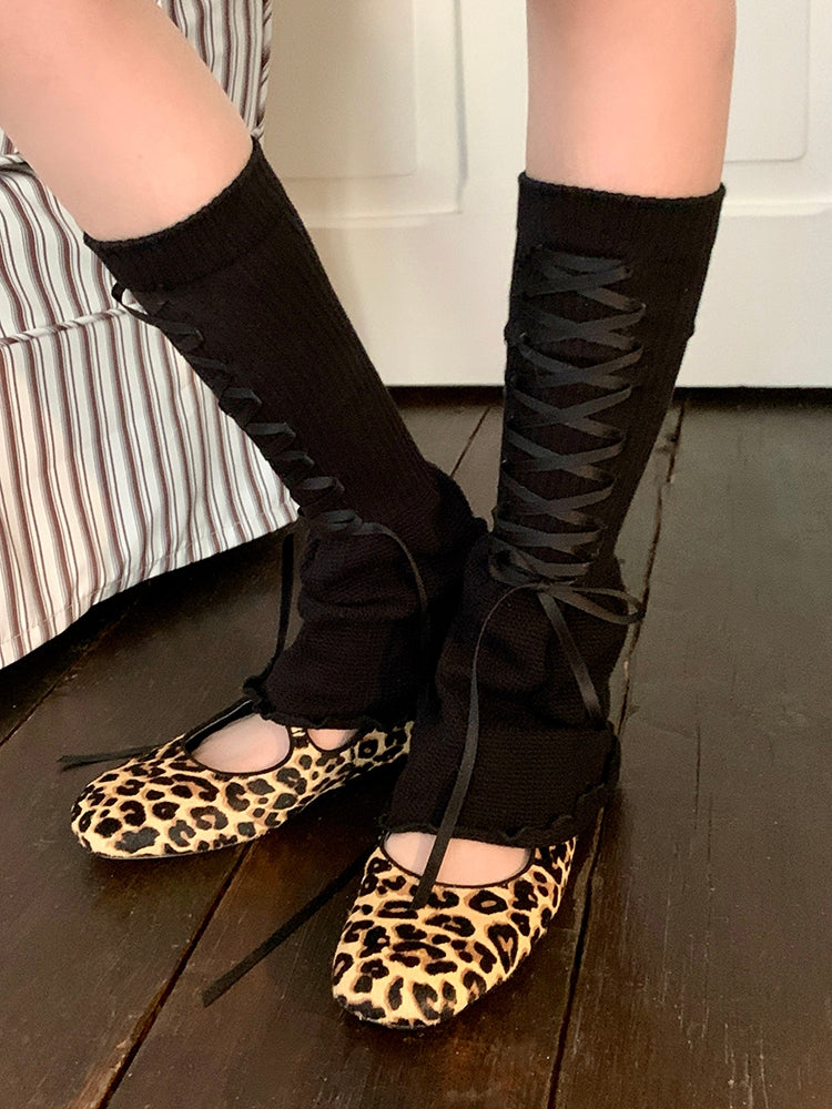 6 Color Options Lace-up Details Loose Leg Warmers