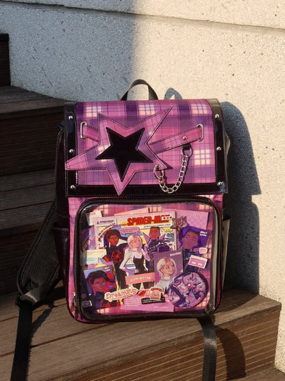 Purple Plaid Star Ita Backpack