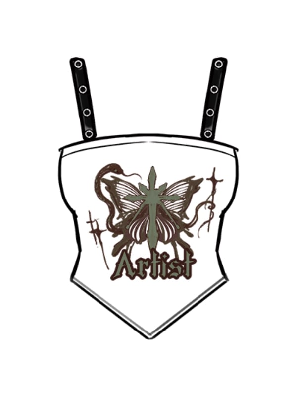 Plus Size Y2K Butterfly Print Black/White Cami Top