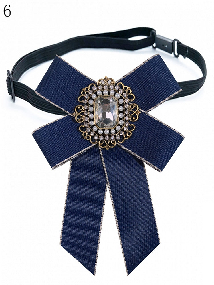 8 Options Preppy Style Rhinestone Decorated Bow Tie