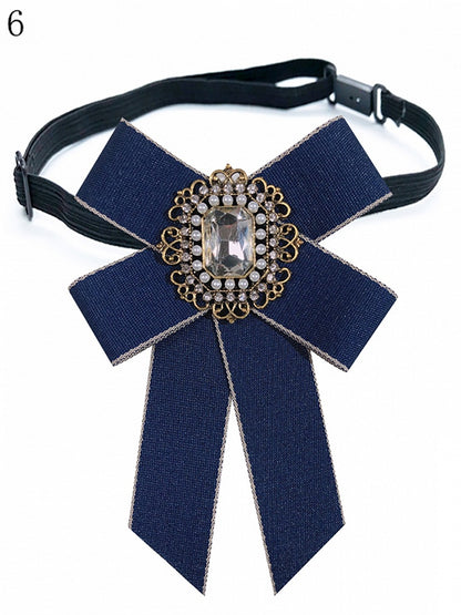 8 Options Preppy Style Rhinestone Decorated Bow Tie