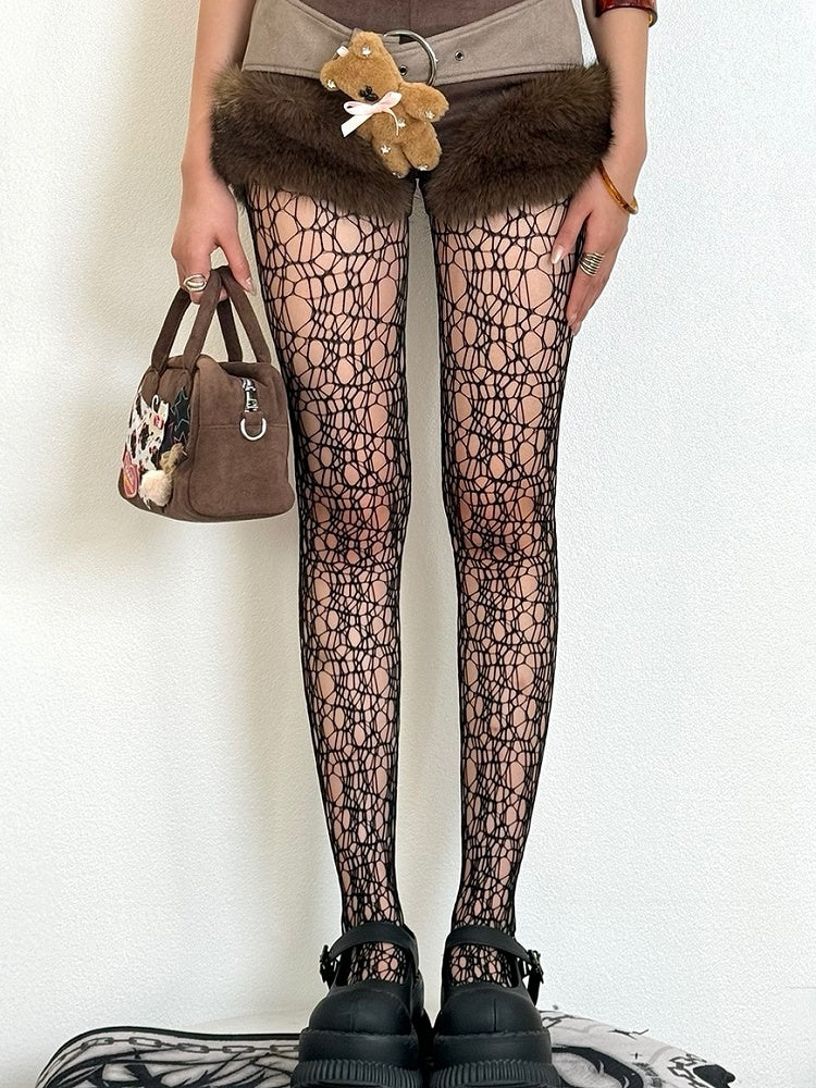 5 Color Options Wasteland Punk Cut-out Details Tights