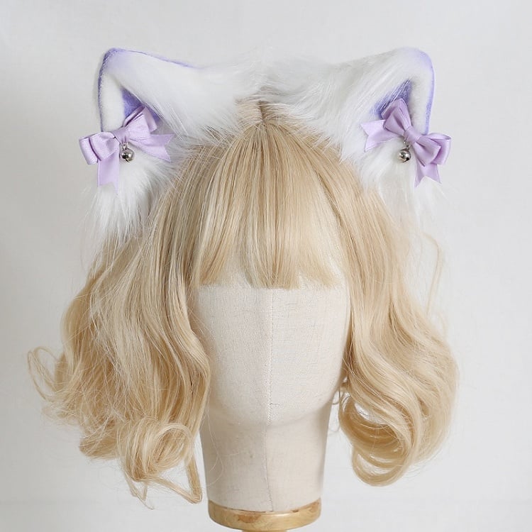 7 Colors Faux Fur Kitty Ear KC with Detachable Bell-Decorated Bows