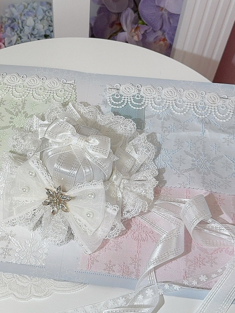 5 Color Options Beaded And Rhinestone Decorated Bowknot Details Lace Trim Mini Hat