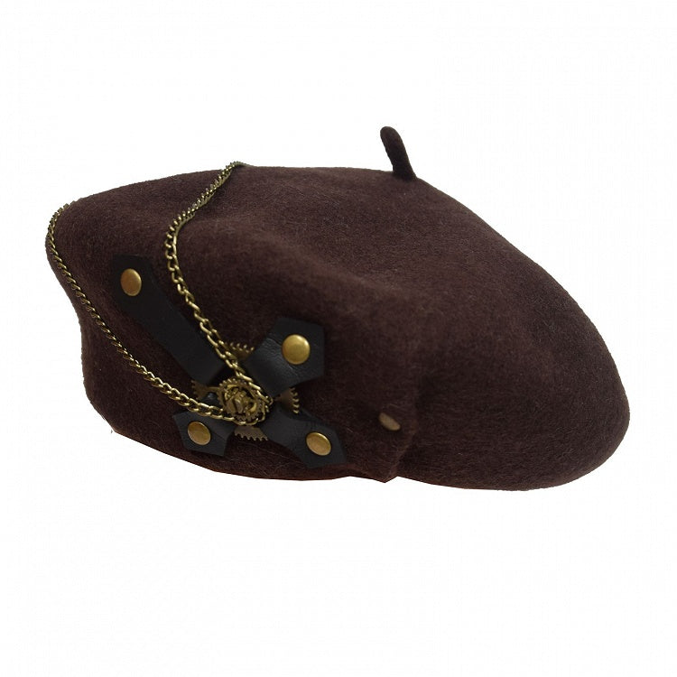 Chains Decorated Coffee Steampunk Beret