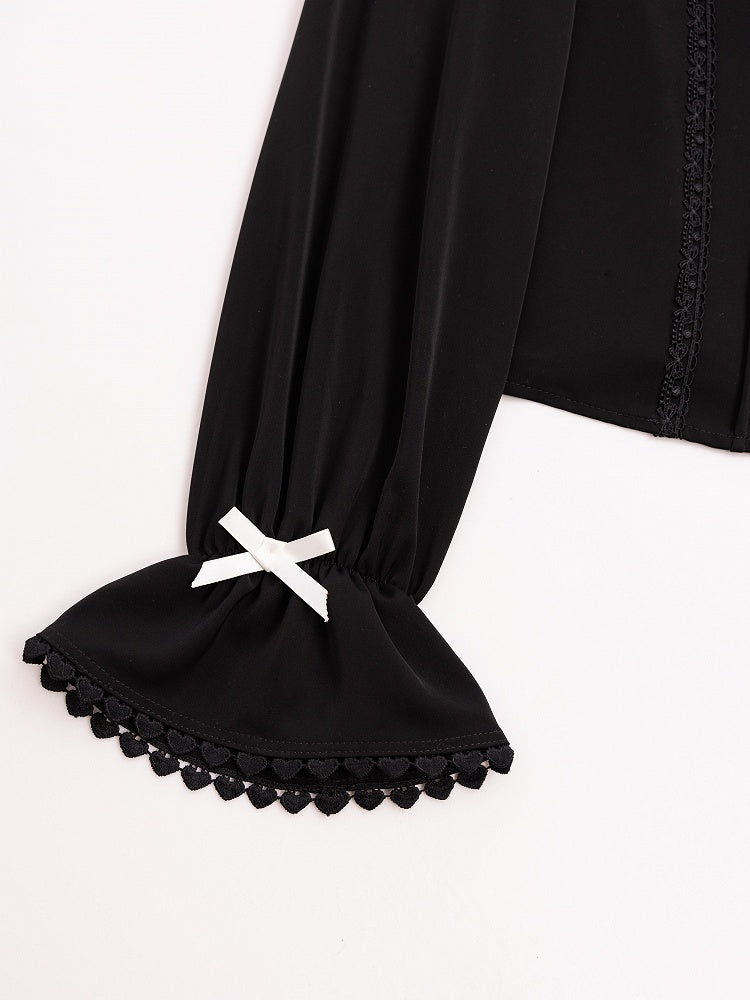 Jirai Kei Open Shoulders Long Sleeves Black Lace Blouse