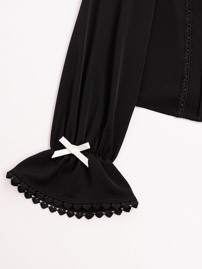 Jirai Kei Open Shoulders Long Sleeves Black Lace Blouse