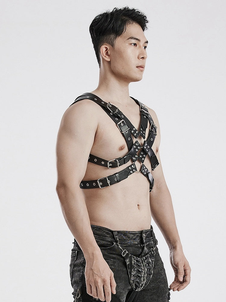 Black Punk PU Harness