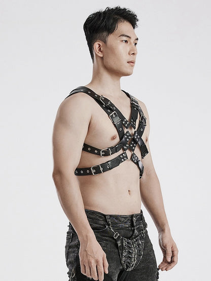 Black Punk PU Harness