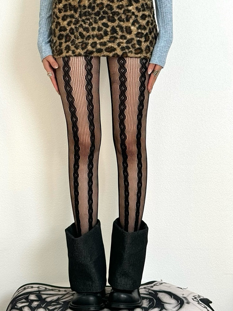 Brown/Purple/Black/White/Gray Y2K Semi-sheer Tights