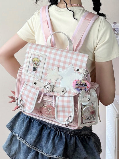 Pink Kawaii Detachable Bunny Ear Ita Backpack With Card Holder Charm