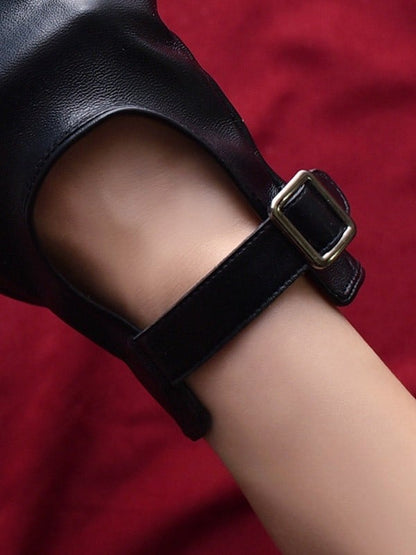 Black/White/Black&White Cyberpunk Buckle Finger Gloves