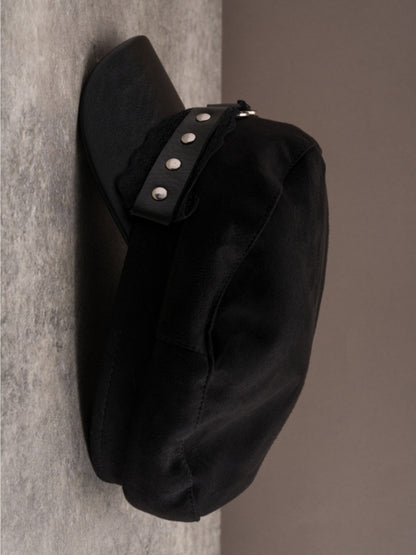 Black Gothic Heart Ring Studs Details Lace Trim Beret Hat