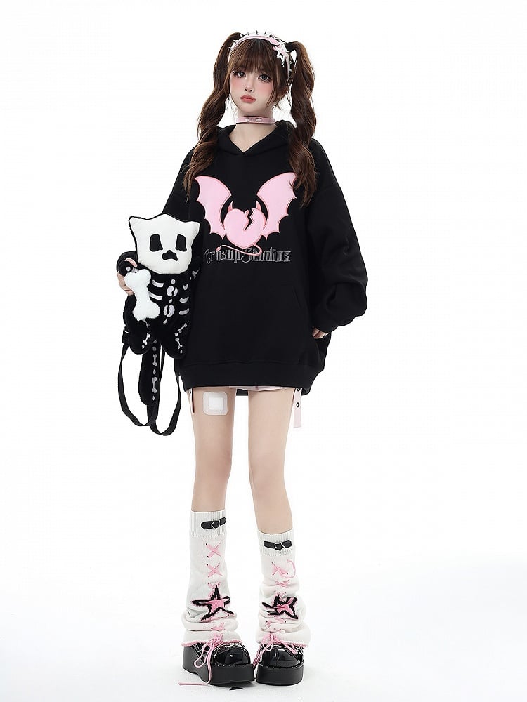 Star Buckles Lace-up Knitted Leg Warmers White/Black/Pink