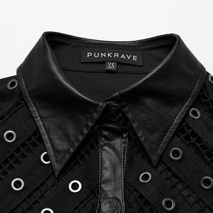 Black Punk Sexy Hollow Shirt