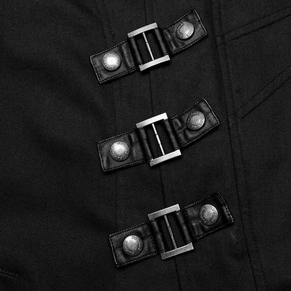 Punk Textured Asymmetrical Long Jacket