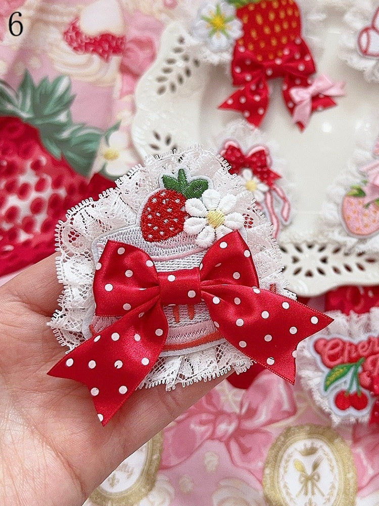 6 Options Bear/Cherry/Strawberry Brooch