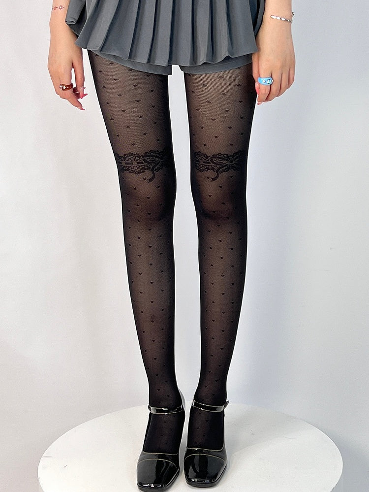 Black/White Polka-dot Pattern Tights