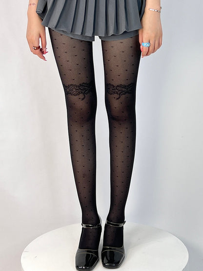 Black/White Polka-dot Pattern Tights