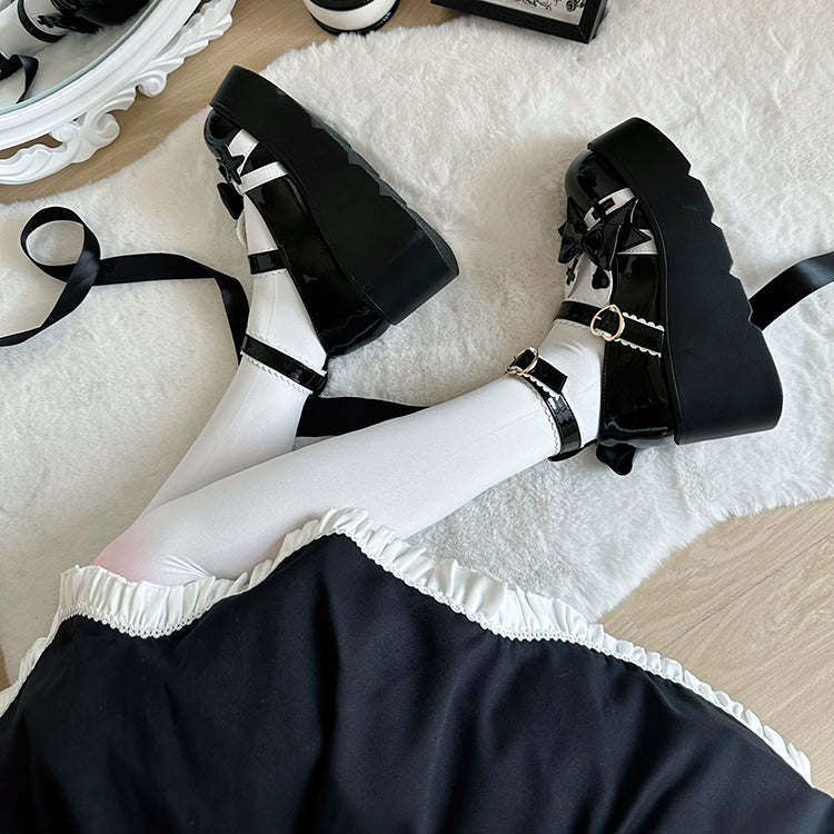 Black Bunny Ear Design Bowknot Sweet Lolita Platforms