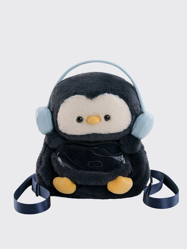 Dark Blue Cute Penguin-shaped Plush Backpack Middle/Large Size