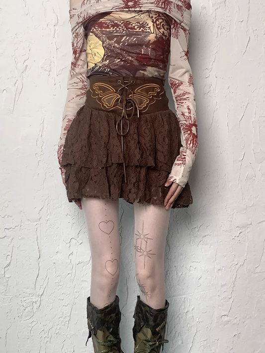 Y2K Stars and Heart Print White Wasteland Punk Tights