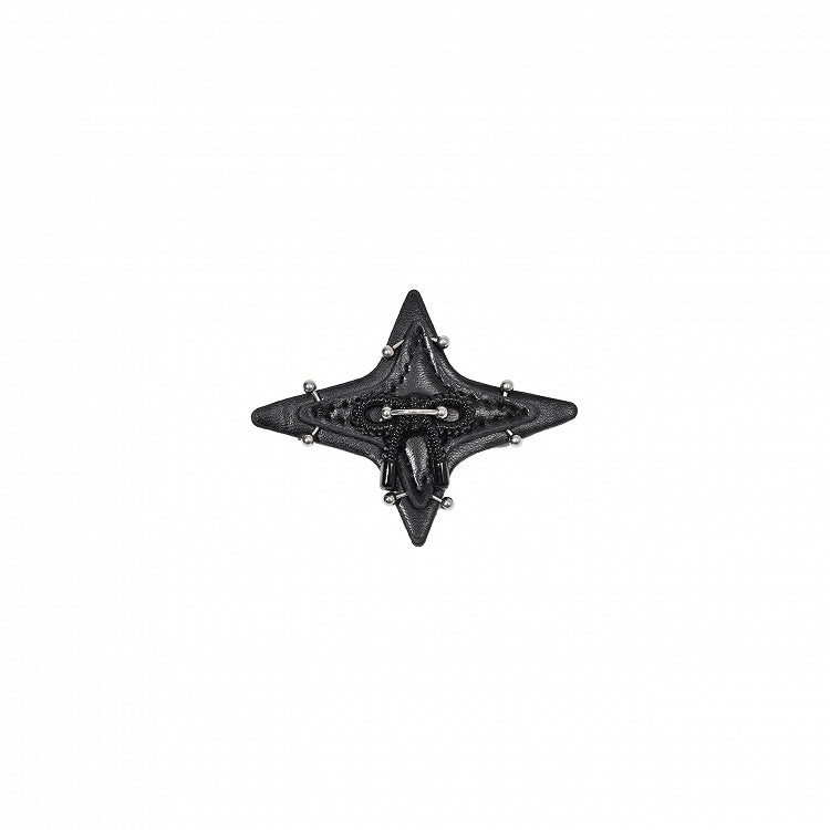Black/White Star-shaped Punk PU Hairclip