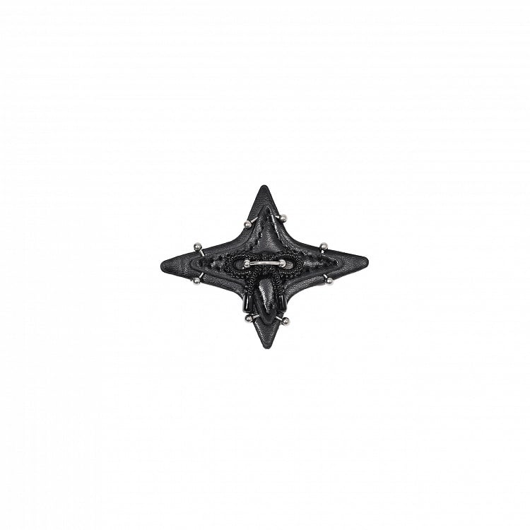 Black/White Star-shaped Punk PU Hairclip