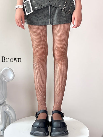 11 Color Options Rhinestone Decorated Fishnet Tights